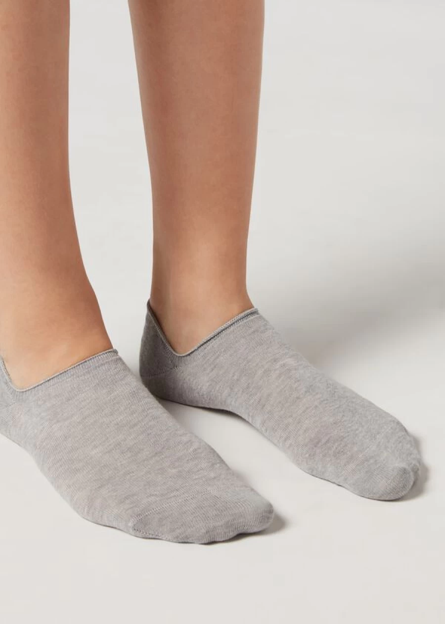 Calzedonia Unisex Grey Blend Cotton Pop Socks - Soft Comfortable Casual Wear