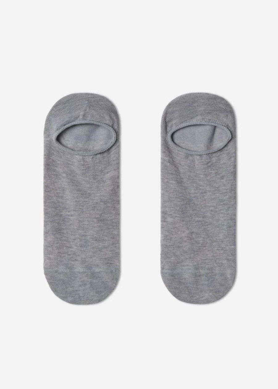 Calzedonia Unisex Grey Blend Cotton Pop Socks - Soft Comfortable Casual Wear
