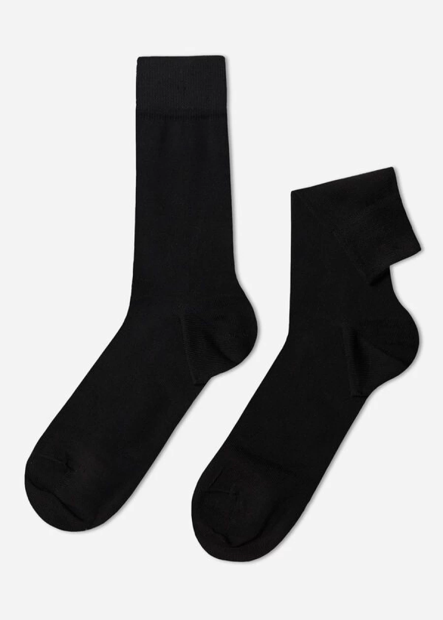 Calzedonia Men's Black Cotton Crew Socks - Warm & Comfortable