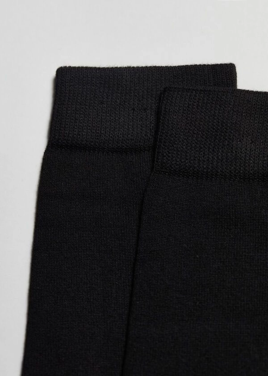 Calzedonia Men's Black Cotton Crew Socks - Warm & Comfortable