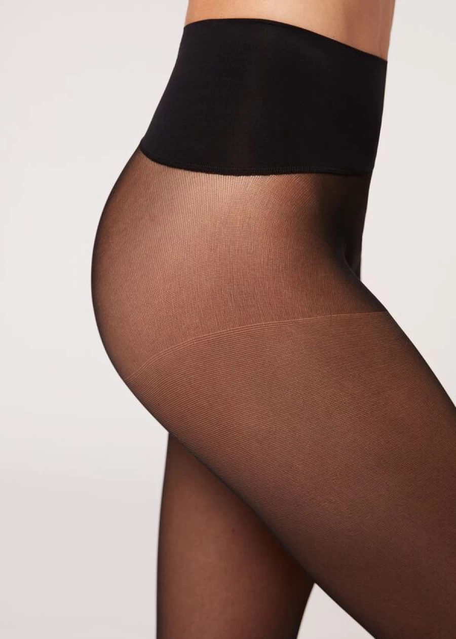 Calzedonia Essential Invisible 40 Denier Sheer Tights in 019 - Black