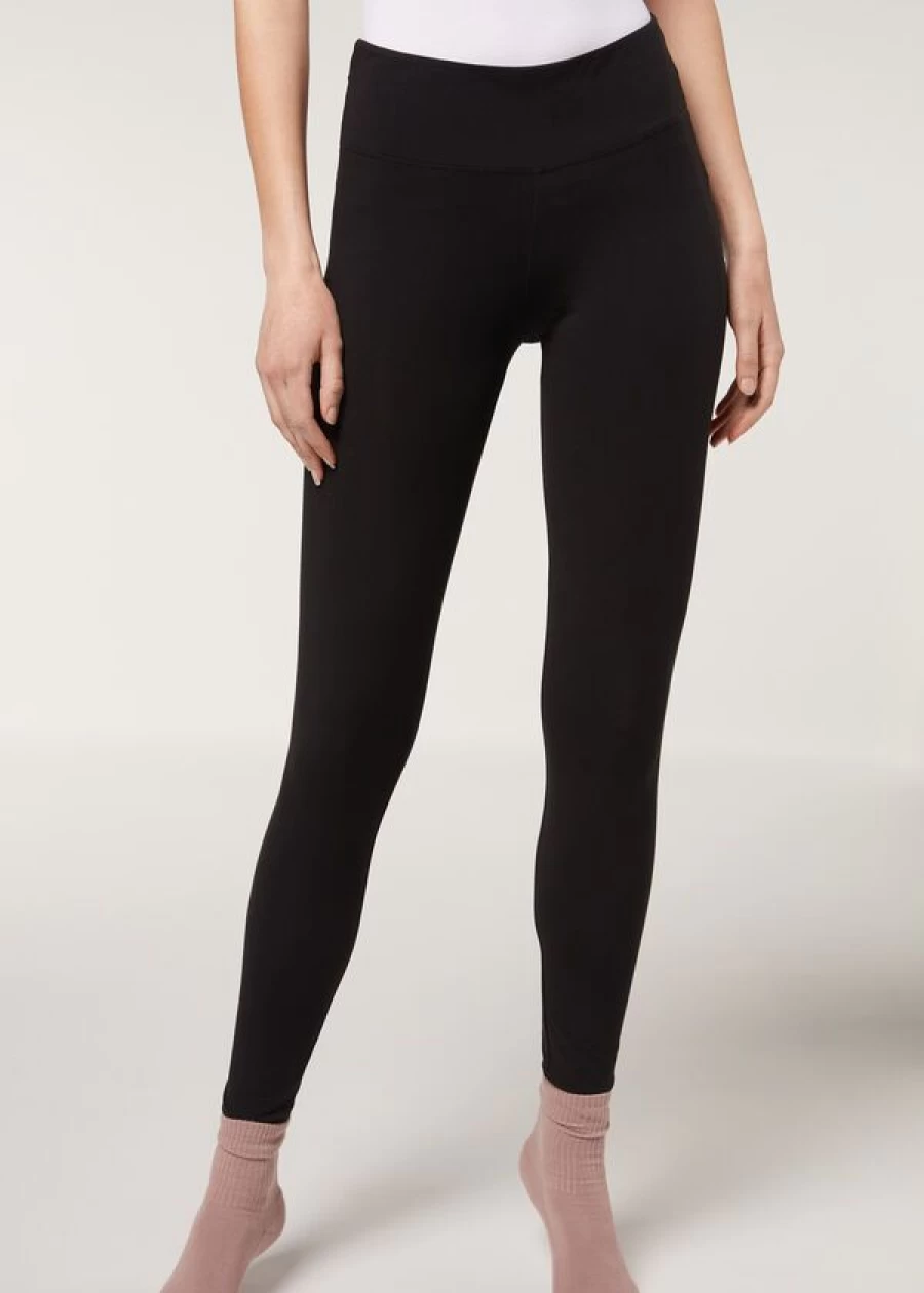 Calzedonia Supima Cotton Leggings - High-Quality Black Leggings for Comfort & Style