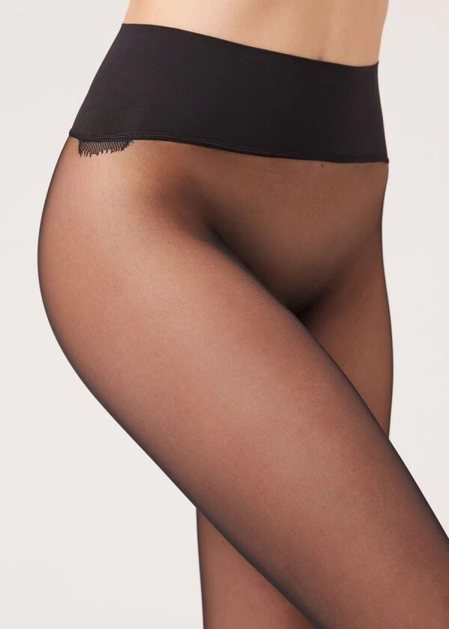 Calzedonia Invisible 20 Denier Sheer Tights - 019 Black Ultra Thin Pantyhose