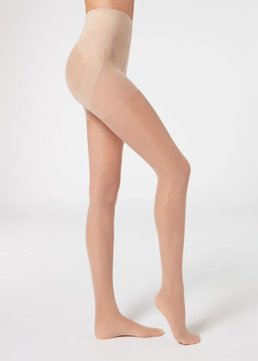 Calzedonia 30 Denier Sheer Shaping Tights for Stomach & Buttocks - 005 Nude 1 Sand Light Beige