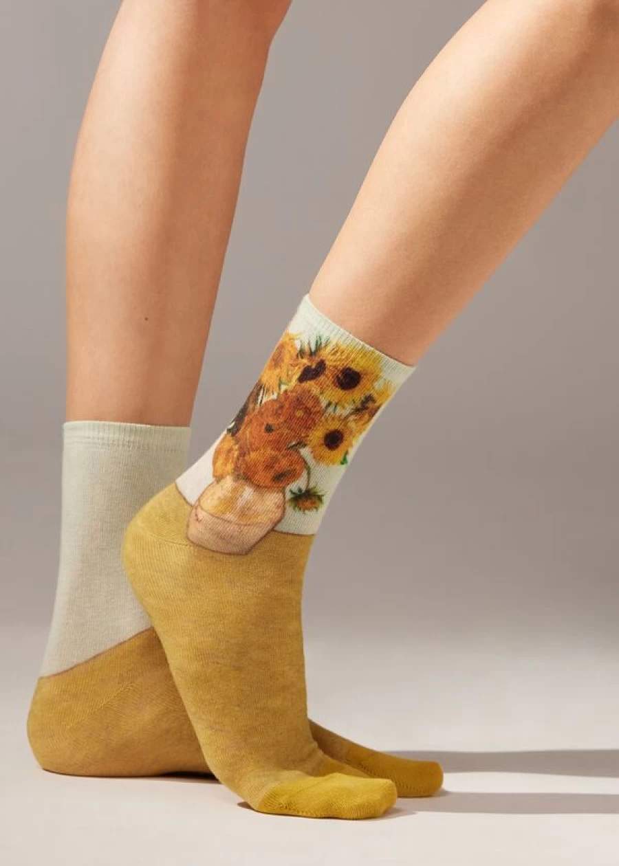 Calzedonia Van Gogh Art Museum Inspired Short Socks in 009D Ac-St Color