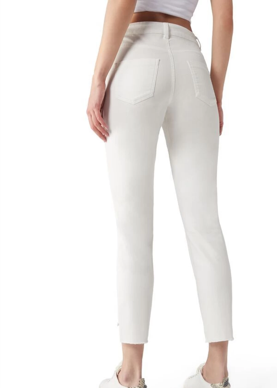 Calzedonia Women's Cropped White Denim Jeans - 3465 White Denim