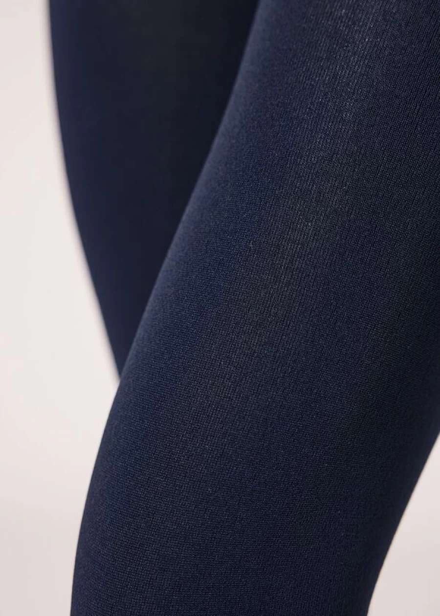 Calzedonia Thermal Super Opaque Tights in 016 - Blue | Warm Winter Tights for Women