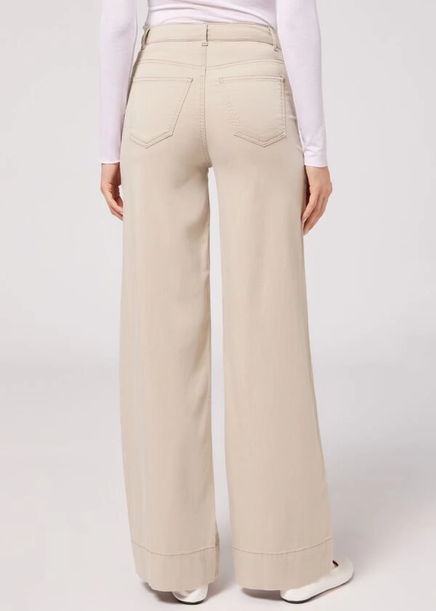 Calzedonia Eco Palazzo Jeans in 851C Hazelnut - Sustainable Wide-Leg Trousers