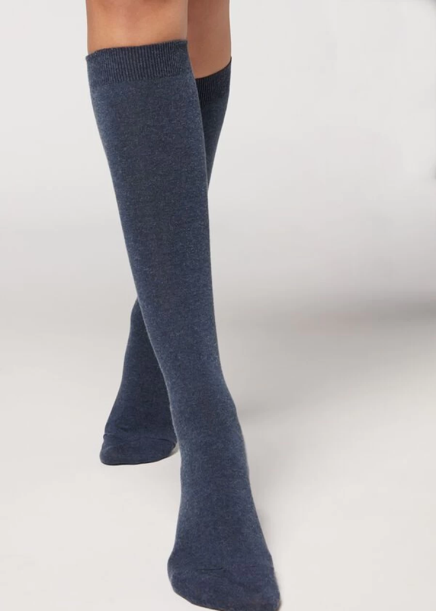 Calzedonia Cashmere Long Socks in Dark Denim Blue - Soft Winter Warm Socks