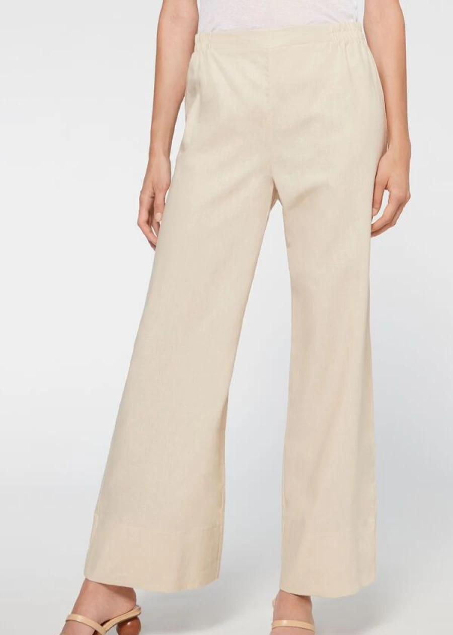 Calzedonia Linen Palazzo Trousers in 753C - Beige | Comfortable Wide-Leg Pants for Women