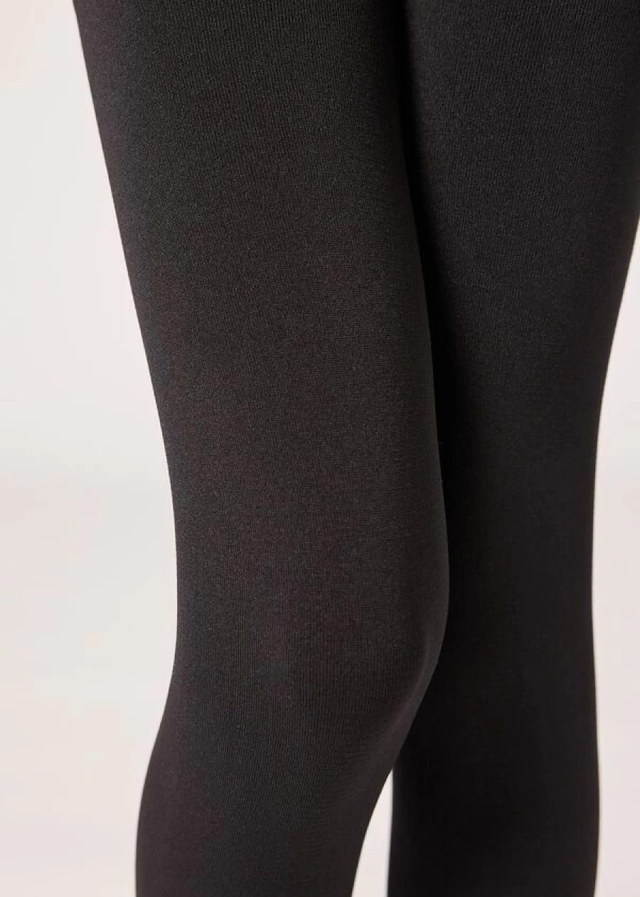 Calzedonia Girls' Thermal Tights - 019 Black for Winter Warmth & Comfort