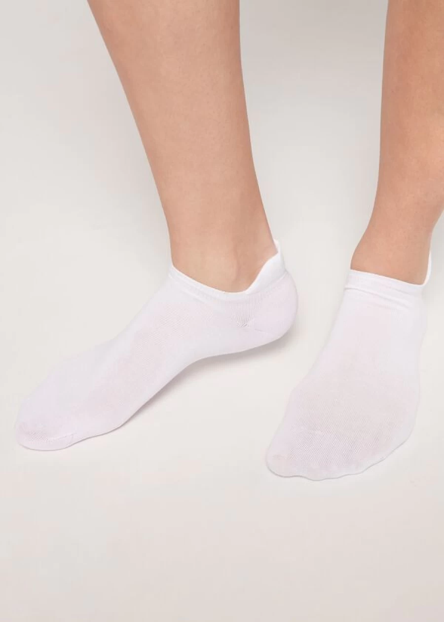 Calzedonia Unisex Cotton No-Show Socks - Breathable Comfort for Men & Women - 001 White