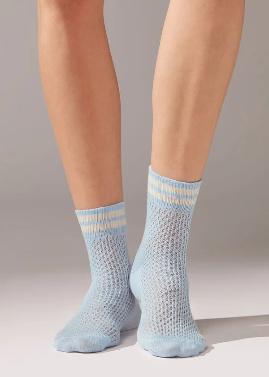 "Calzedonia Openwork Short Socks in Sport Sorbet Blue 113D - Breathable & Stylish"