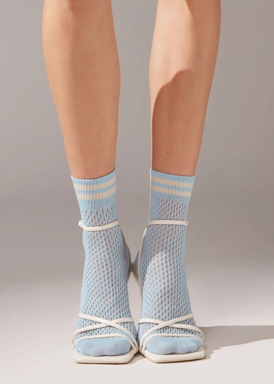 "Calzedonia Openwork Short Socks in Sport Sorbet Blue 113D - Breathable & Stylish"