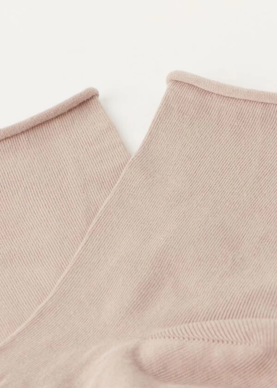 "Calzedonia Non-Elastic Cotton Ankle Socks in 154D - Naturale Tortora Color"