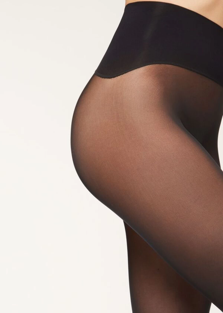 Calzedonia 016 Blue Totally Invisible 30 Denier Tights for Women - Sheer Comfort & Smooth Fit