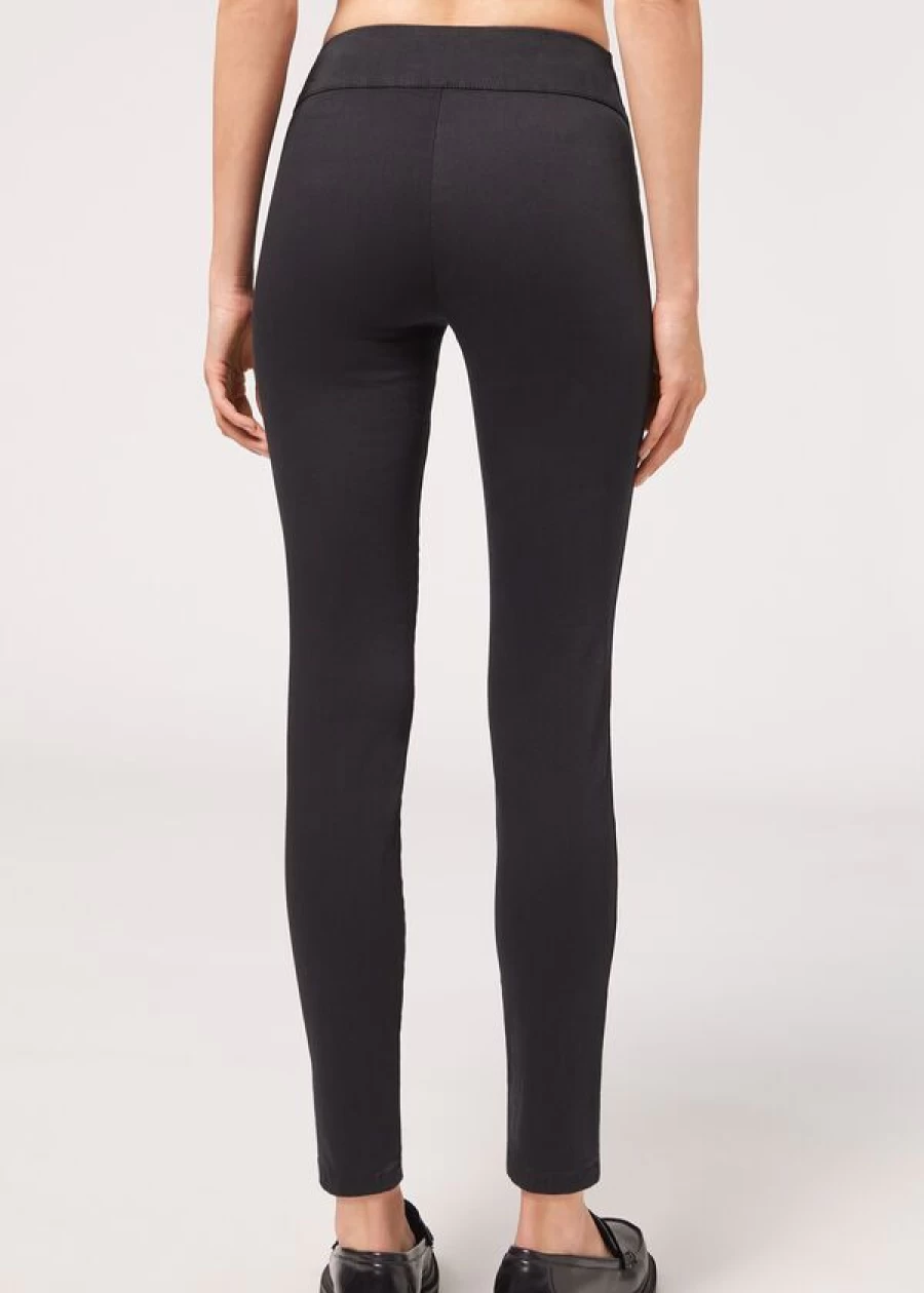Calzedonia High-Waist Skinny Denim Leggings in Black - Stretch Comfort Fit Women's Jeans