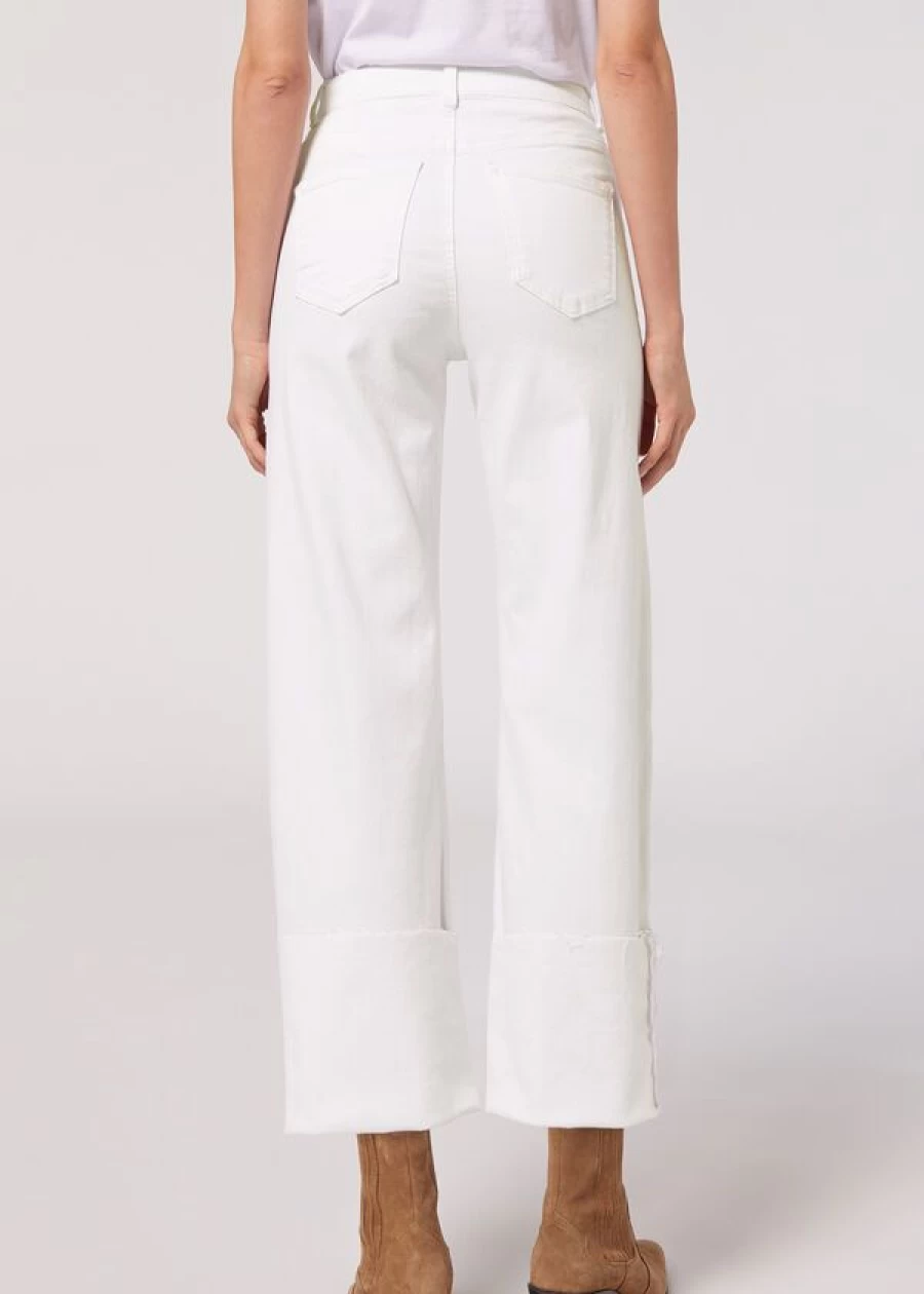 Calzedonia White Denim Culotte Jeans with Detachable Turn-Ups for Women
