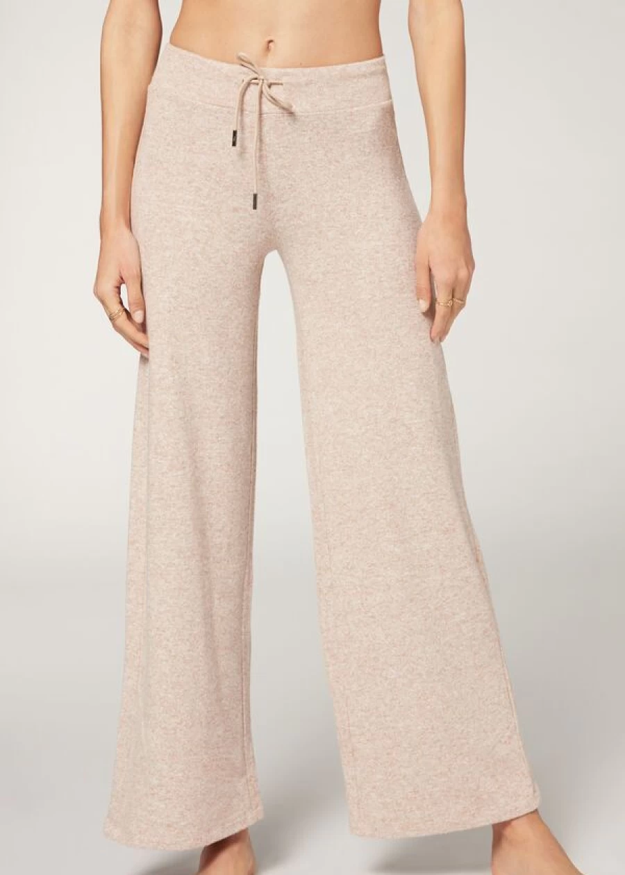 Calzedonia Cashmere Palazzo Leggings - 4938 Light Natural Blend, Soft Comfort Wide Leg Pants