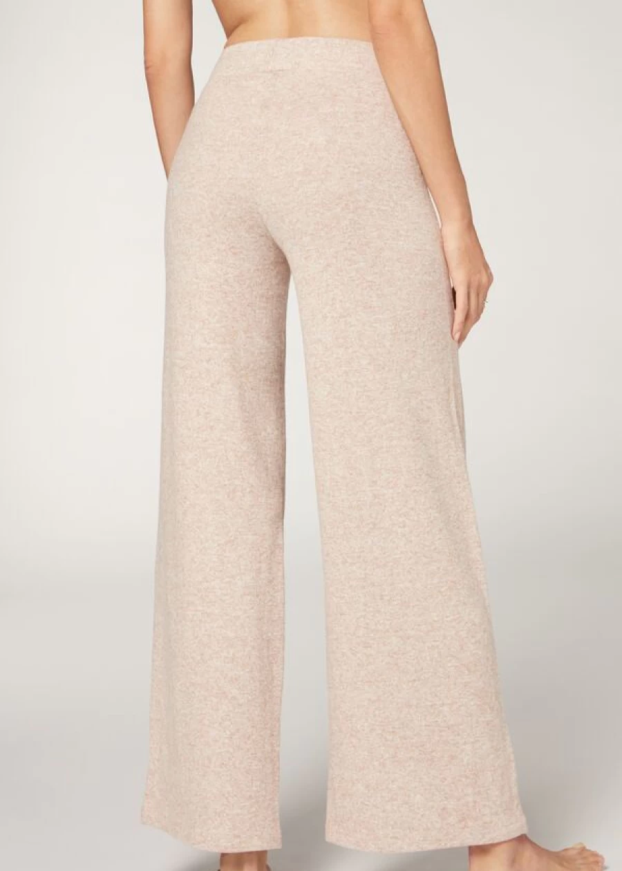 Calzedonia Cashmere Palazzo Leggings - 4938 Light Natural Blend, Soft Comfort Wide Leg Pants