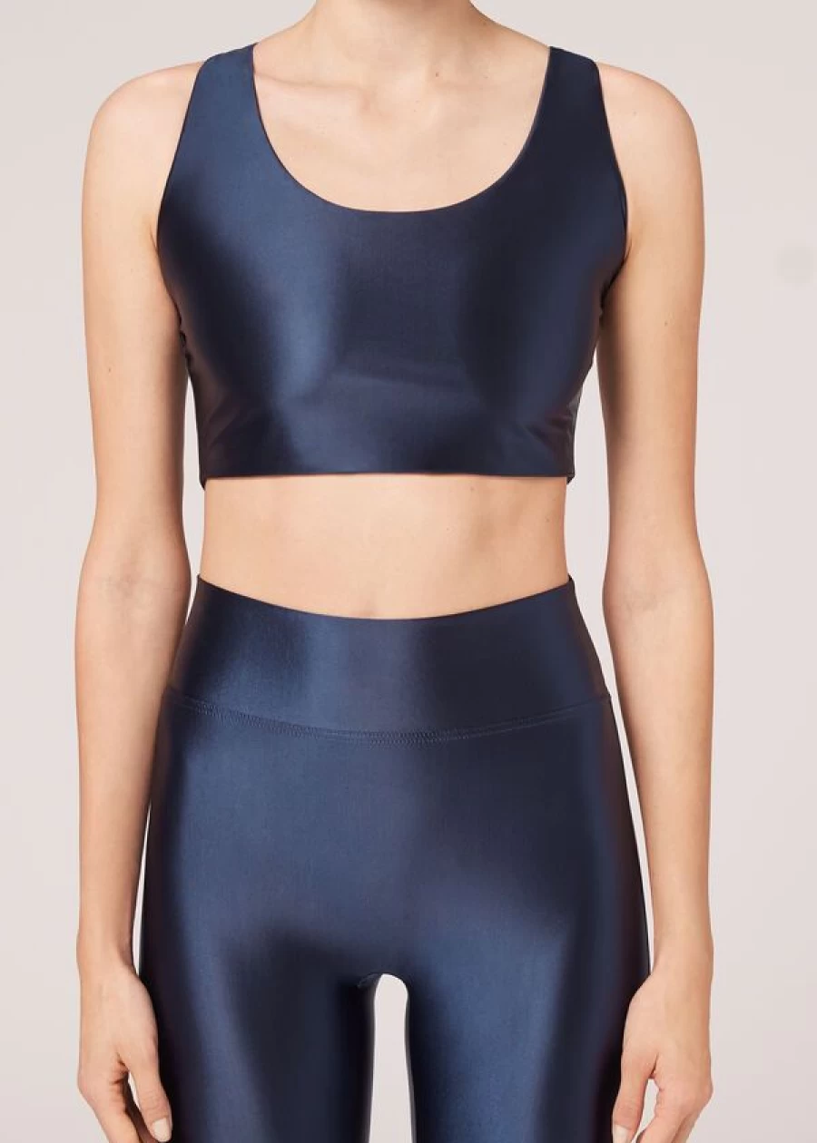 Calzedonia Super Shine Satin Top - 848C Blu Satin Elegant Blouse for Women