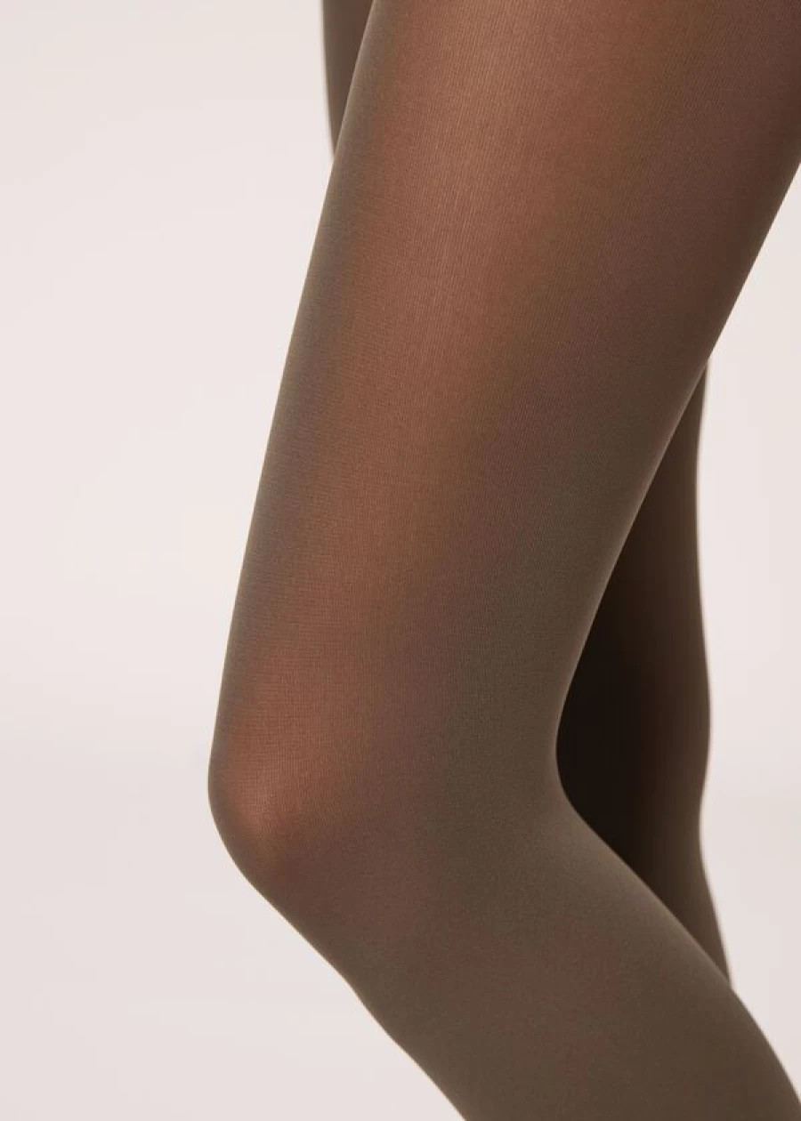 Calzedonia 50 Denier Soft Touch Comfort Tights in Olive Green - Total Comfort & Style