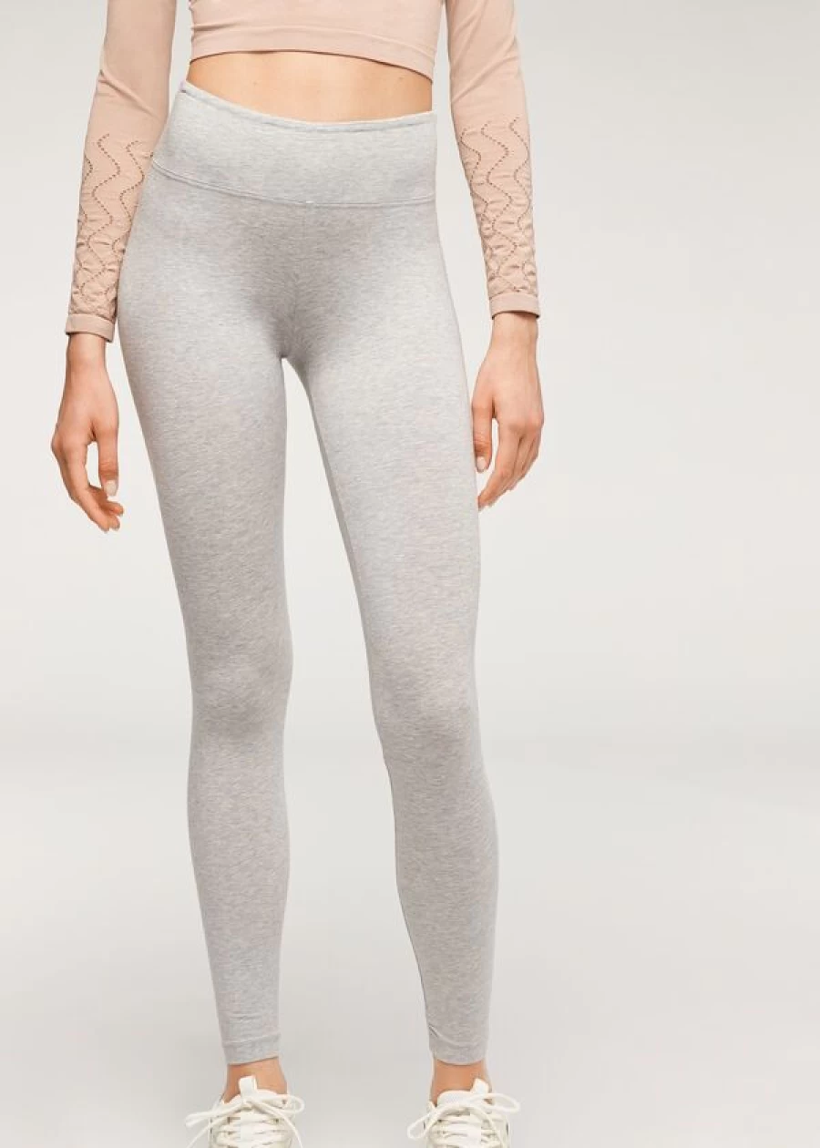 Calzedonia Supima Cotton Leggings in Light Grey Blend - High-Quality Women's Yoga Pants
