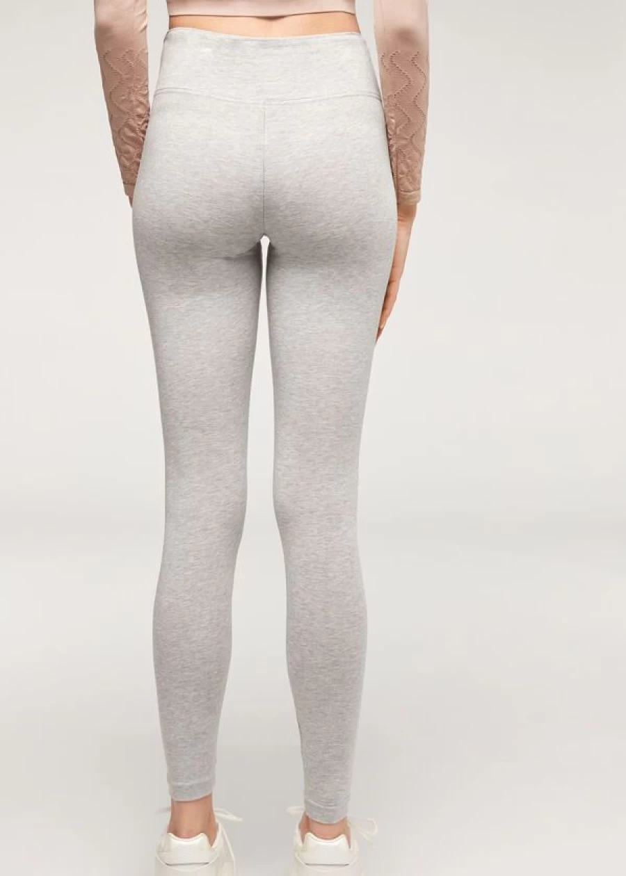 Calzedonia Supima Cotton Leggings in Light Grey Blend - High-Quality Women's Yoga Pants