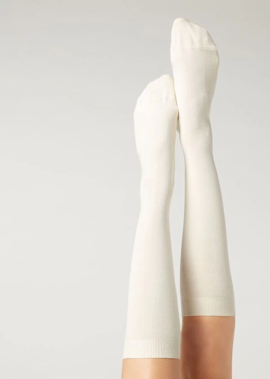 Calzedonia Cashmere Long Socks in 614 - Milk White | Soft Winter Warmth