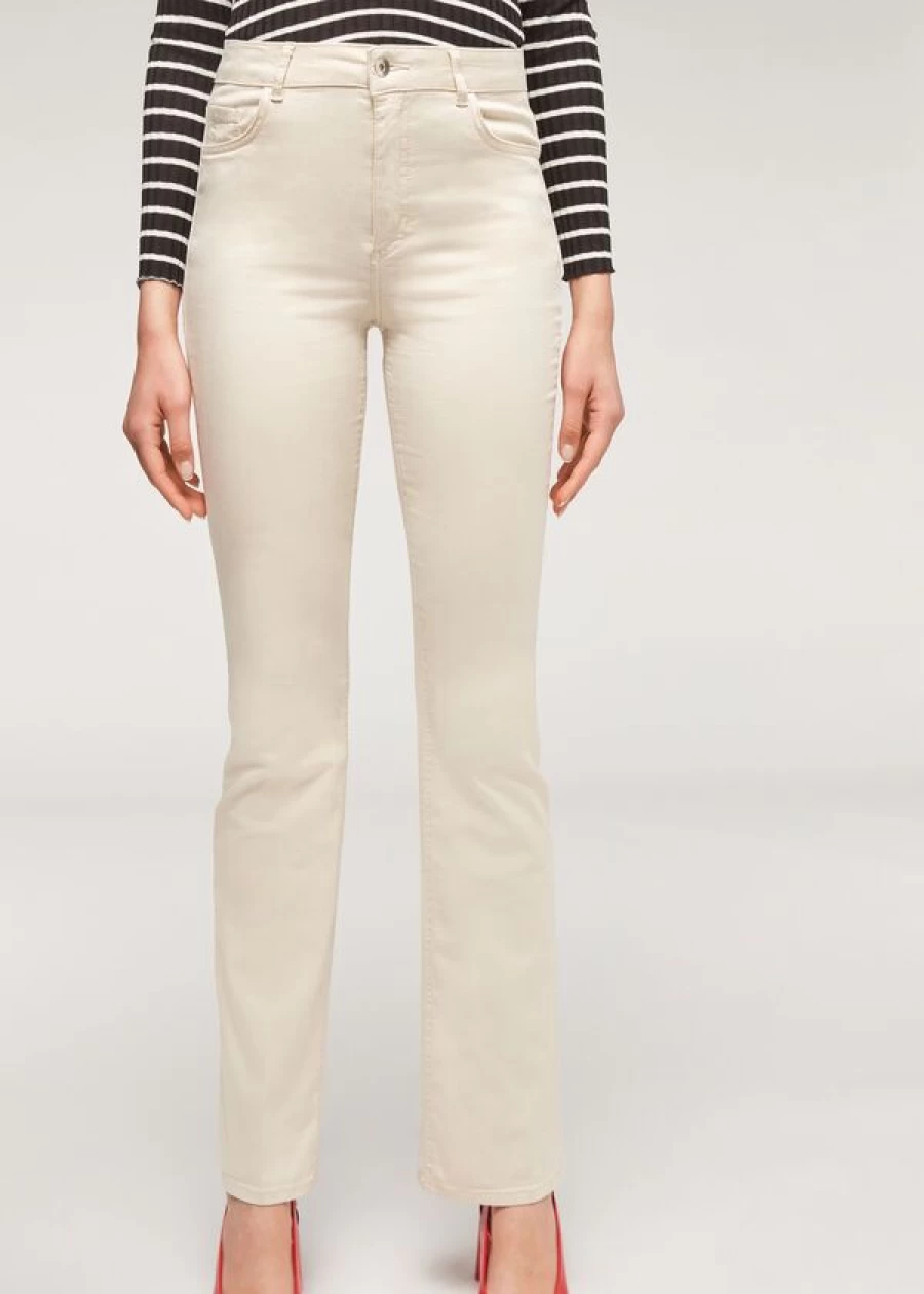 Calzedonia Eco Light Denim Flared Jeans in 5014 Sand-Colored Beige - Sustainable Fashion