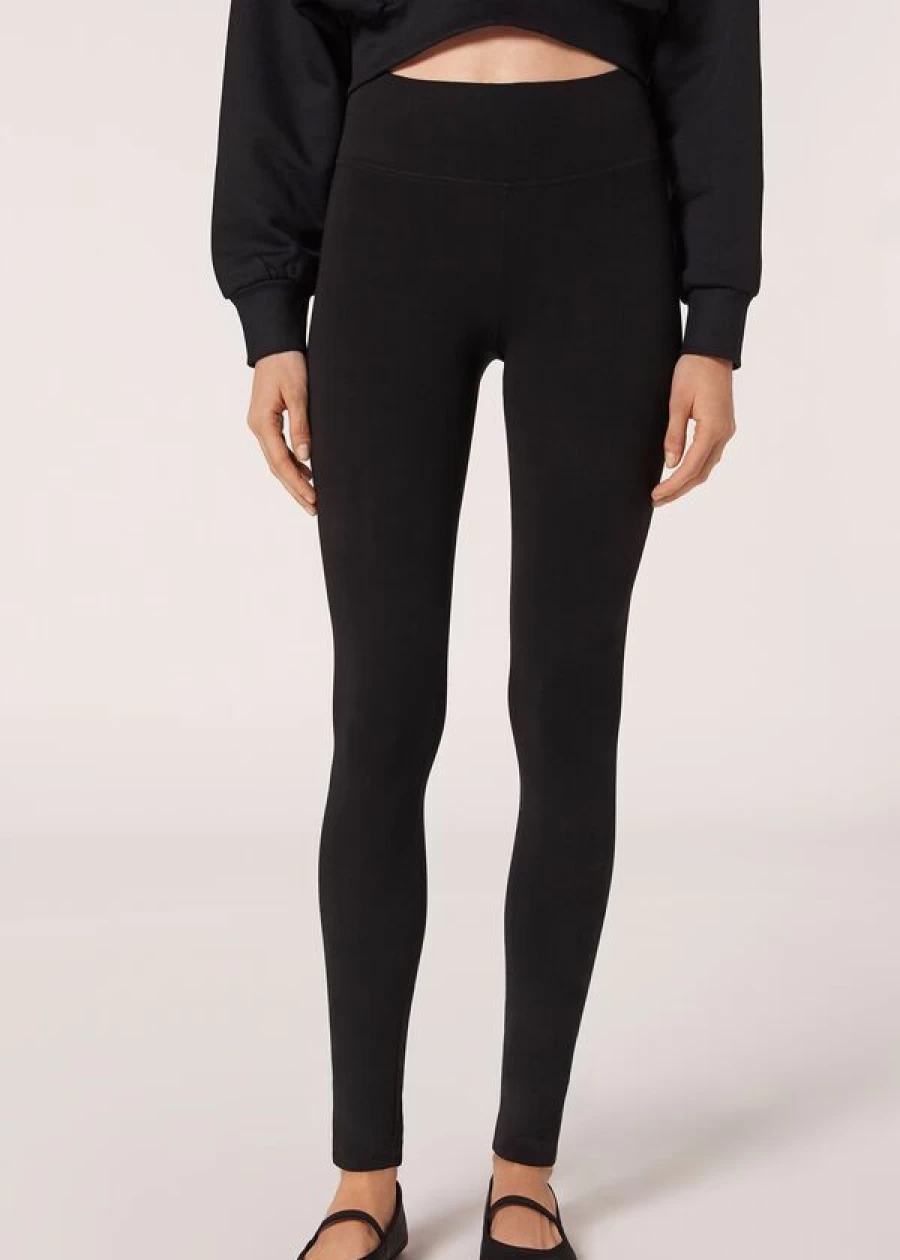 Calzedonia Cotton Leggings in 019 - Black | Comfortable Stretchable Women's Leggings