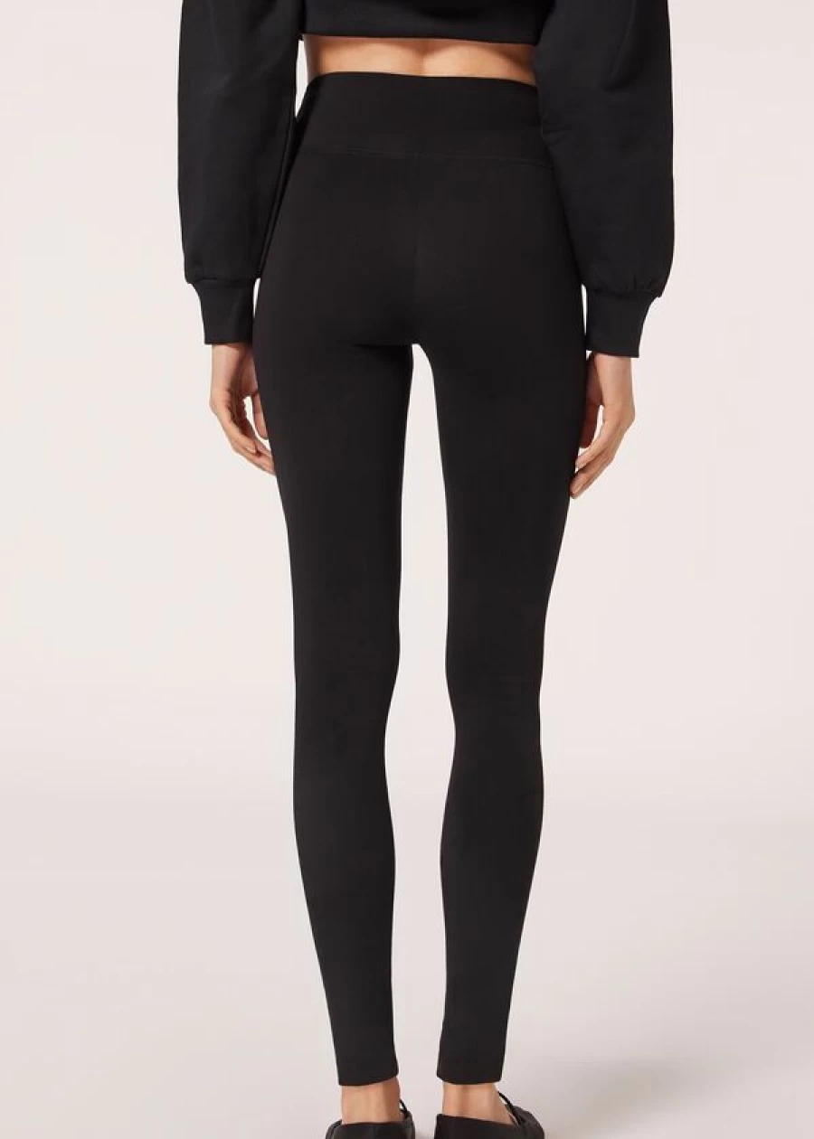 Calzedonia Cotton Leggings in 019 - Black | Comfortable Stretchable Women's Leggings