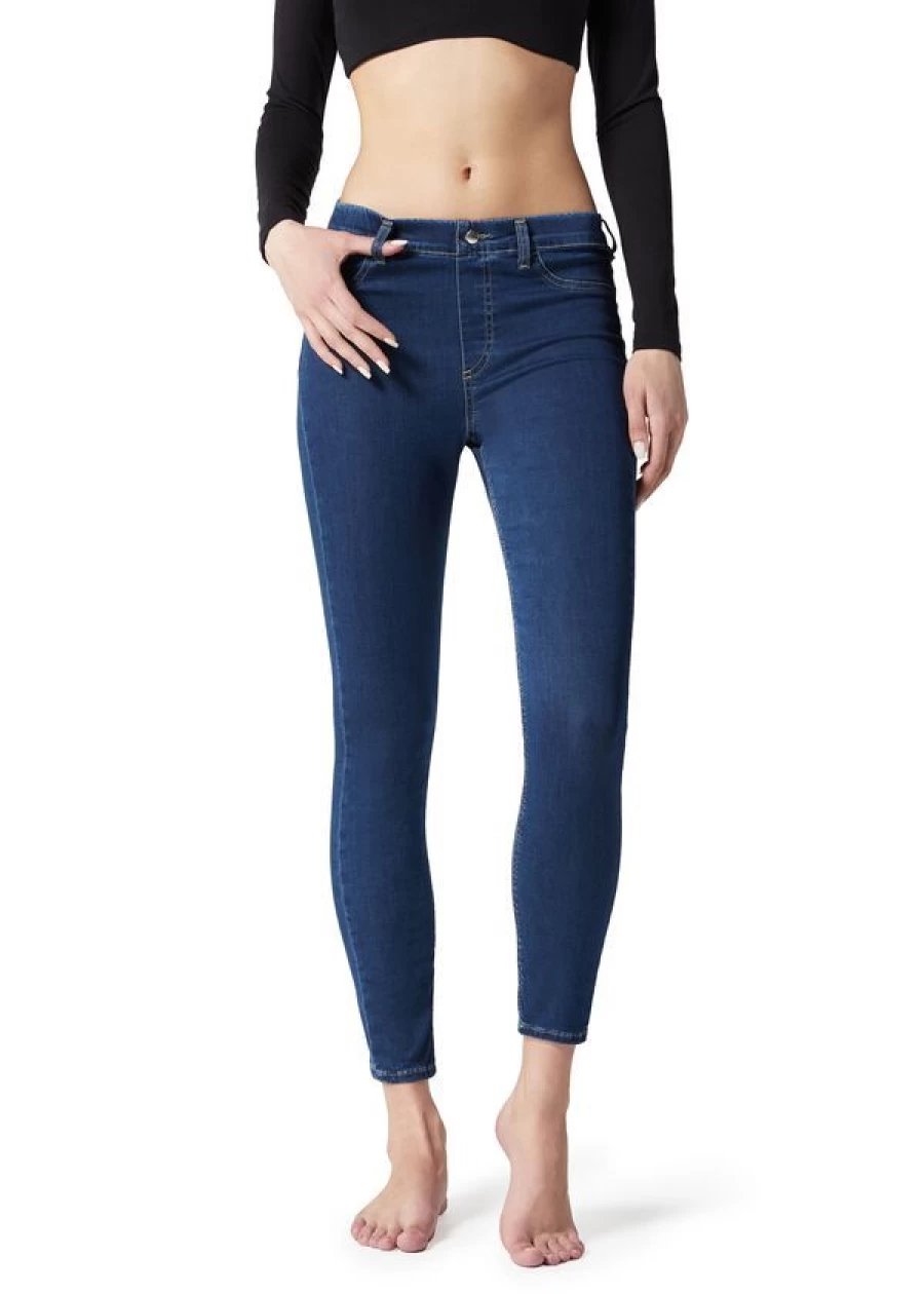 Calzedonia Women's Blue Denim Jeggings - 3210 Blue Denim Stretch Comfort Fit