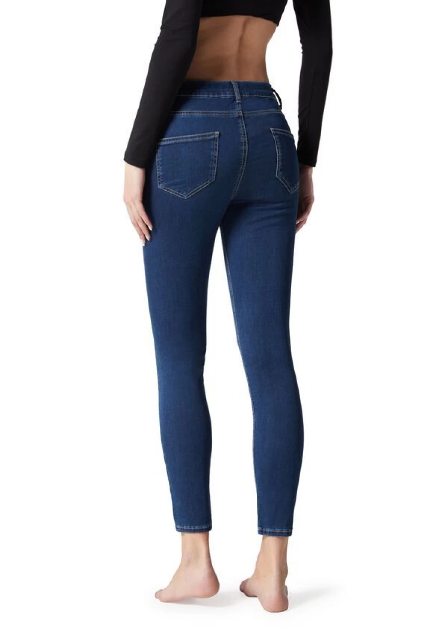 Calzedonia Women's Blue Denim Jeggings - 3210 Blue Denim Stretch Comfort Fit