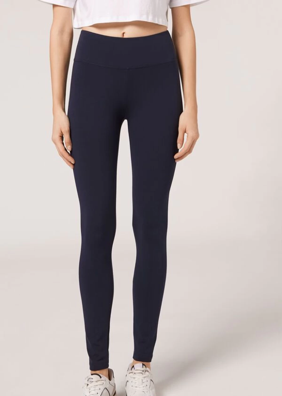 "Calzedonia Cotton Leggings in Intense Blue - Comfortable & Stylish Women's Leggings"