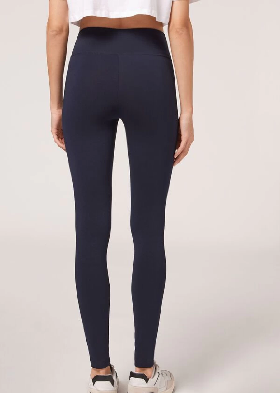 "Calzedonia Cotton Leggings in Intense Blue - Comfortable & Stylish Women's Leggings"