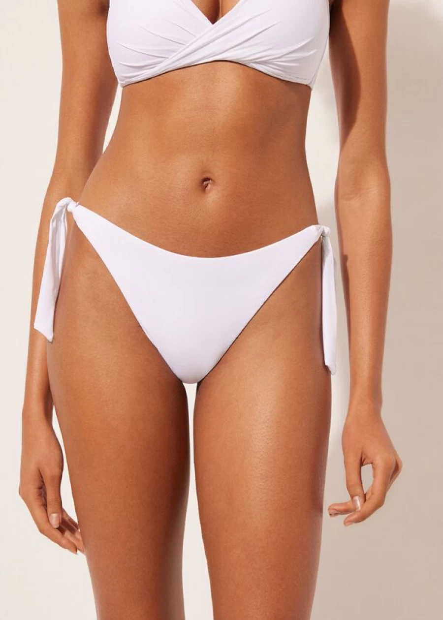 Calzedonia White Bow Bikini Bottoms - Indonesia Style Swimwear