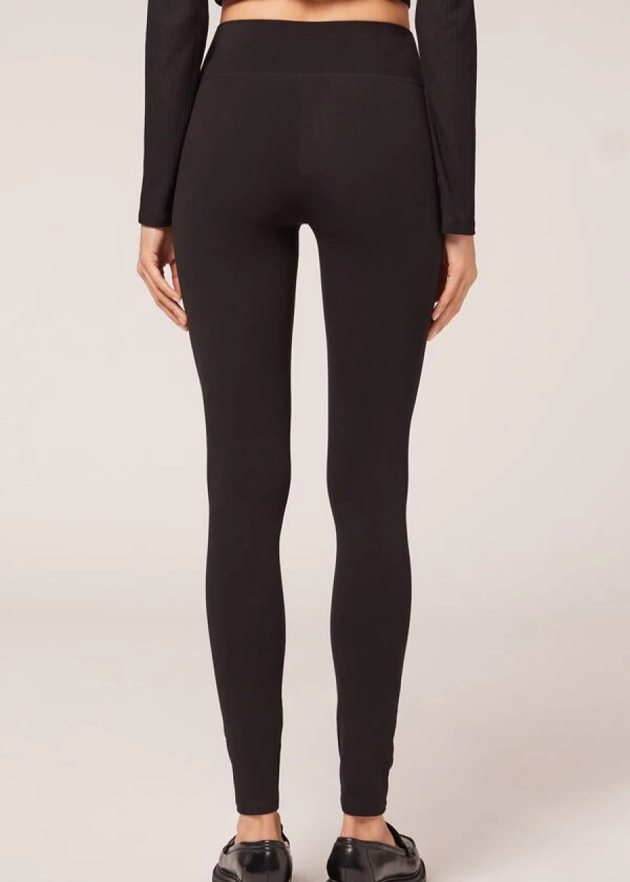 Calzedonia Thermal Leggings for Women - 019 Black, Warm Winter Tights, High-Quality Cold Weather Leggings