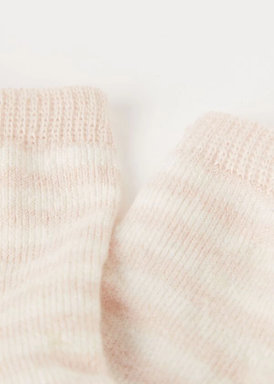 Calzedonia Striped Linen Short Socks in Dusty Pink 074D - Breathable Summer Ankle Socks