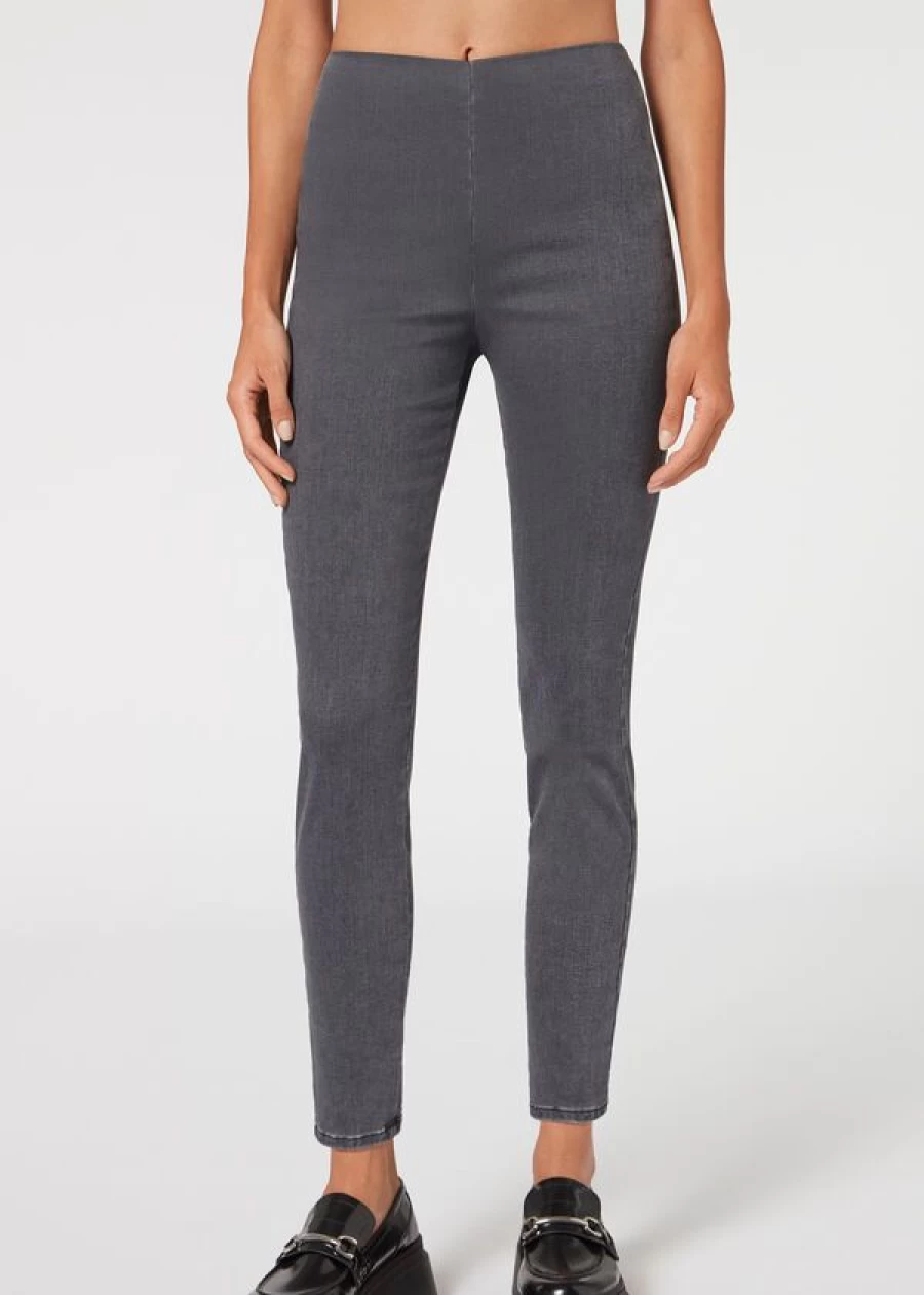 Calzedonia High-Waist Skinny Denim Leggings in 4818 - Grey Denim for Women