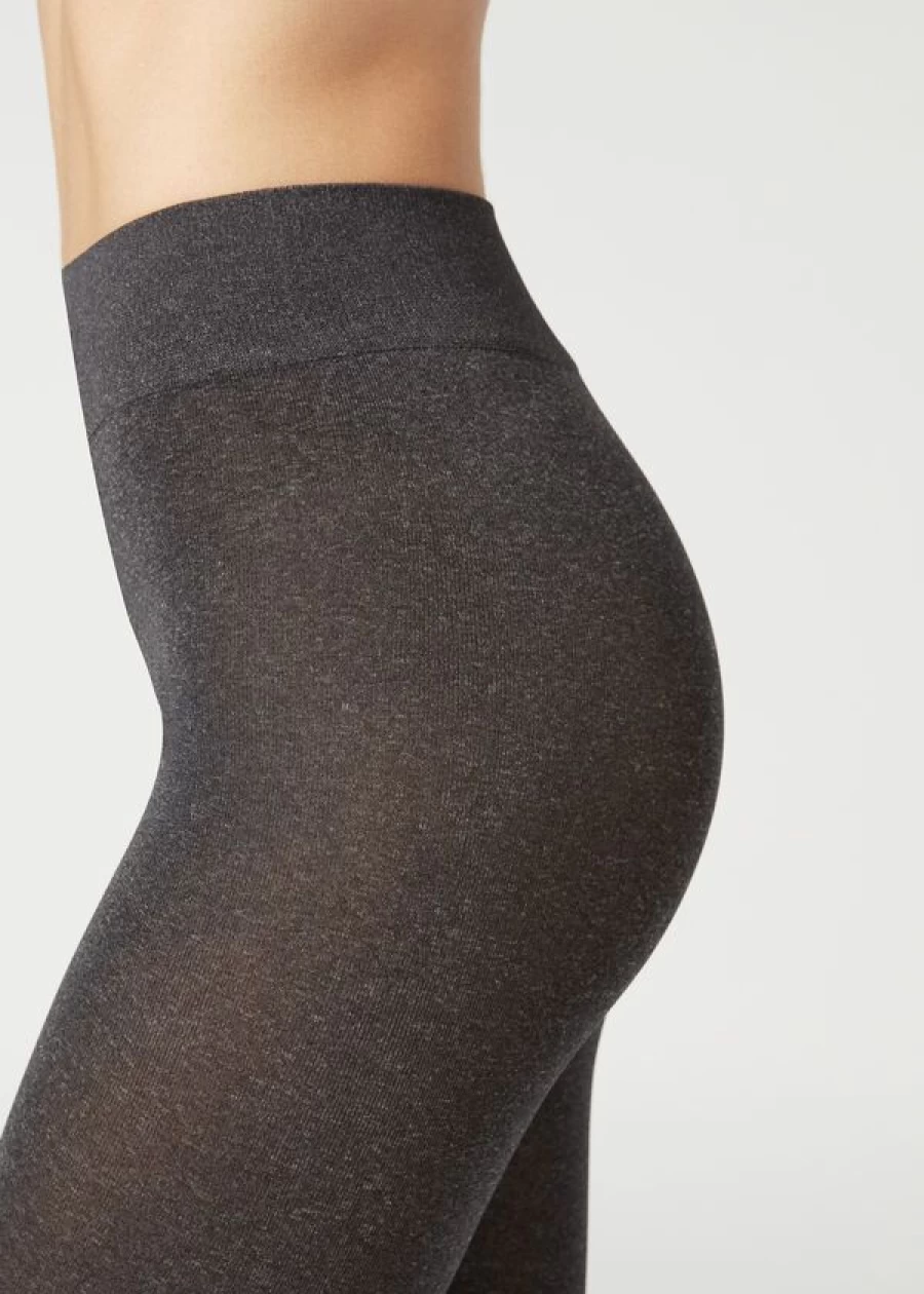 Calzedonia 100 Denier Soft Touch Tights in 4479 Dark Grey Blend - Total Comfort & Durability