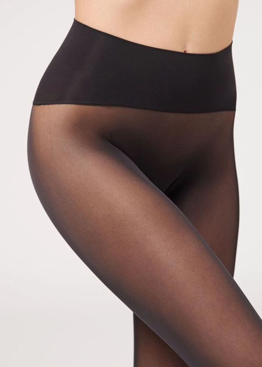 Calzedonia Totally Invisible 30 Denier Tights in 019 - Black | Sheer Comfort & Matte Finish
