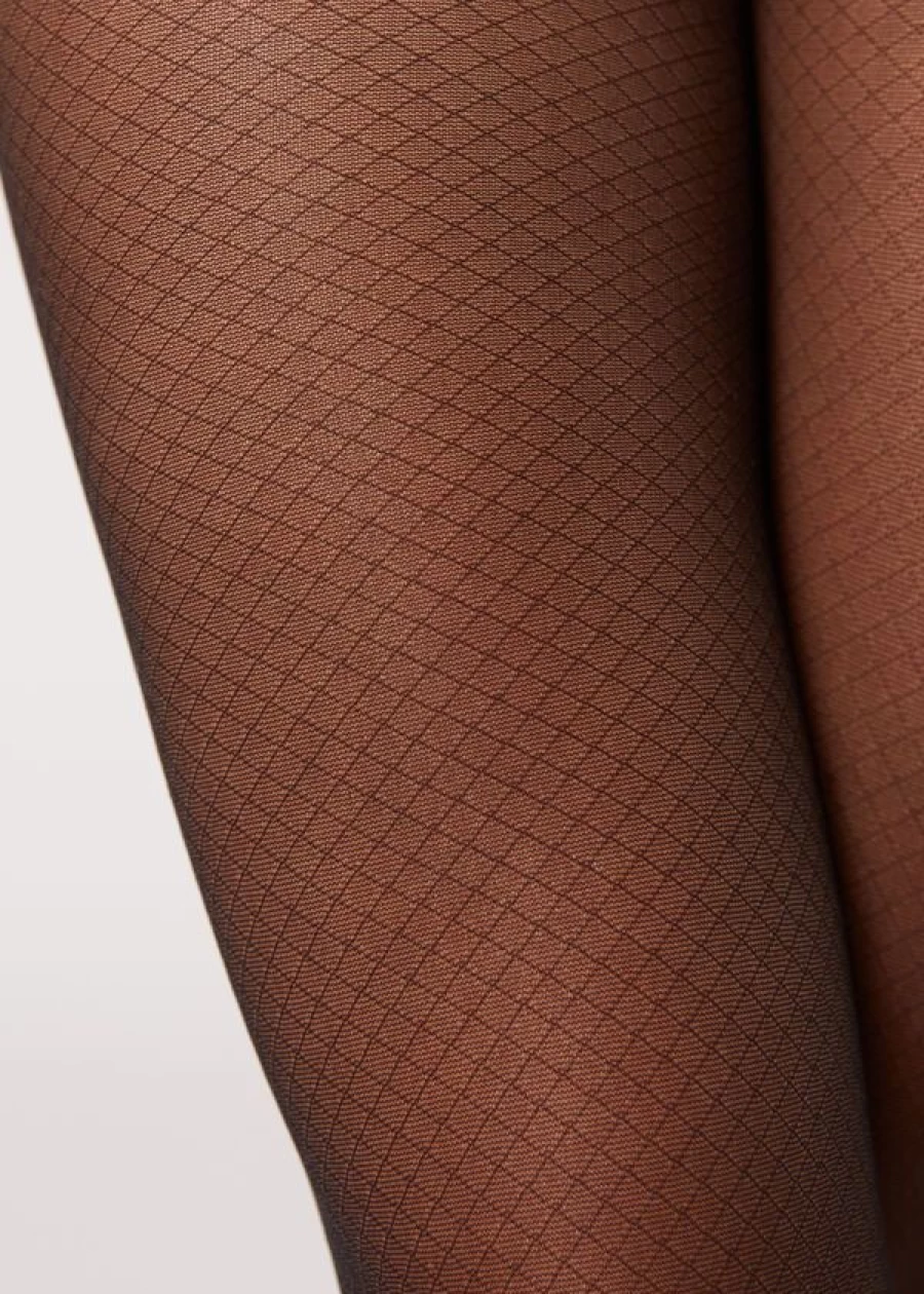 Calzedonia Micro Diamond Sheer Tights 30 Denier - Black 5317 with Sparkling Detail