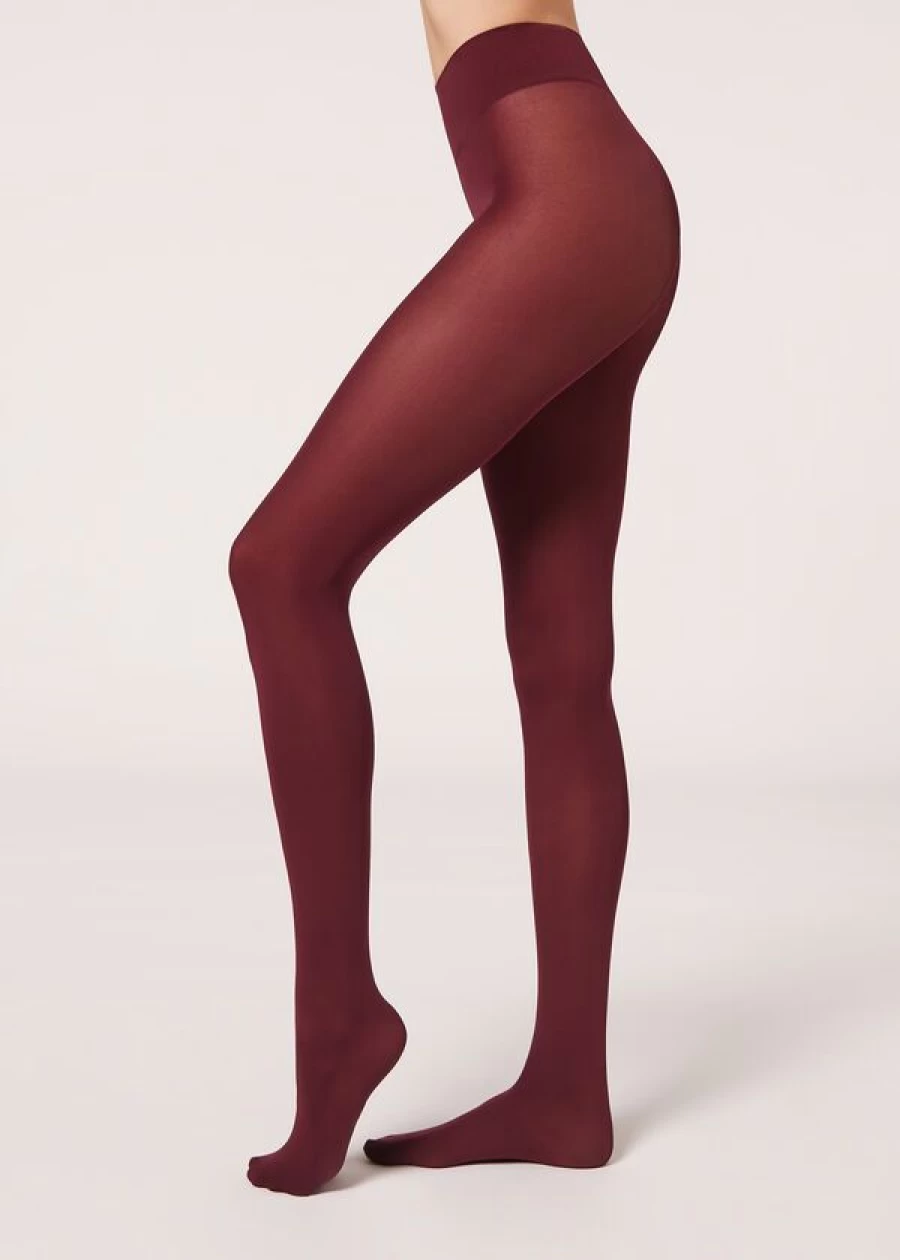 Calzedonia 50 Denier Soft Touch Tights in 2240 Wine Red Purple - Total Comfort & Style