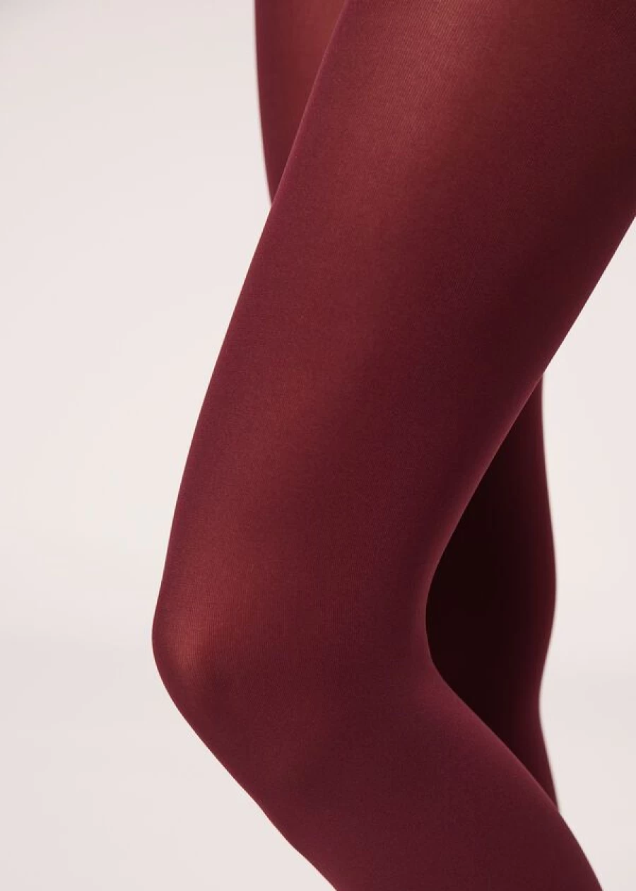 Calzedonia 50 Denier Soft Touch Tights in 2240 Wine Red Purple - Total Comfort & Style